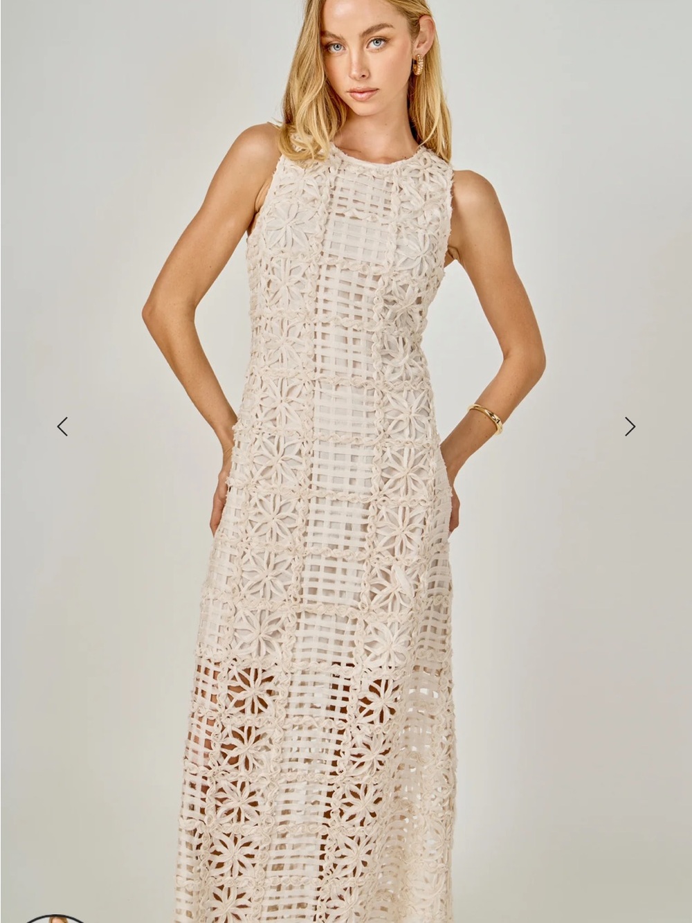 Endless Rose Crochet Midi Dress in Cream - Picture 4 of 7